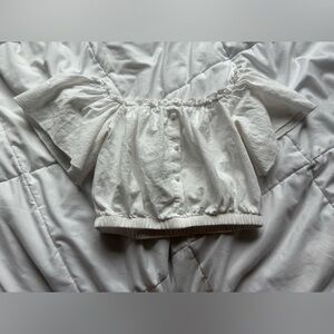 Cropped off-shoulder white blouse